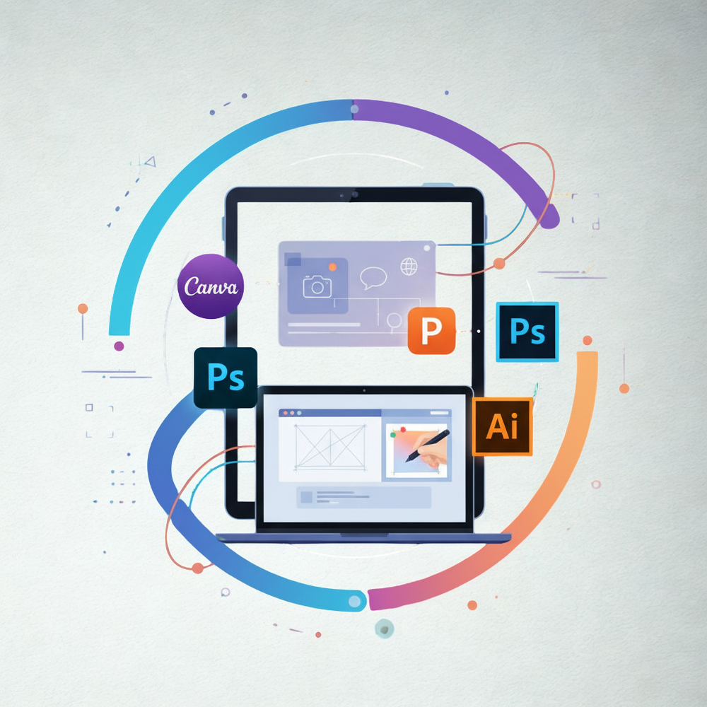 Graphic design elements representing visual storytelling